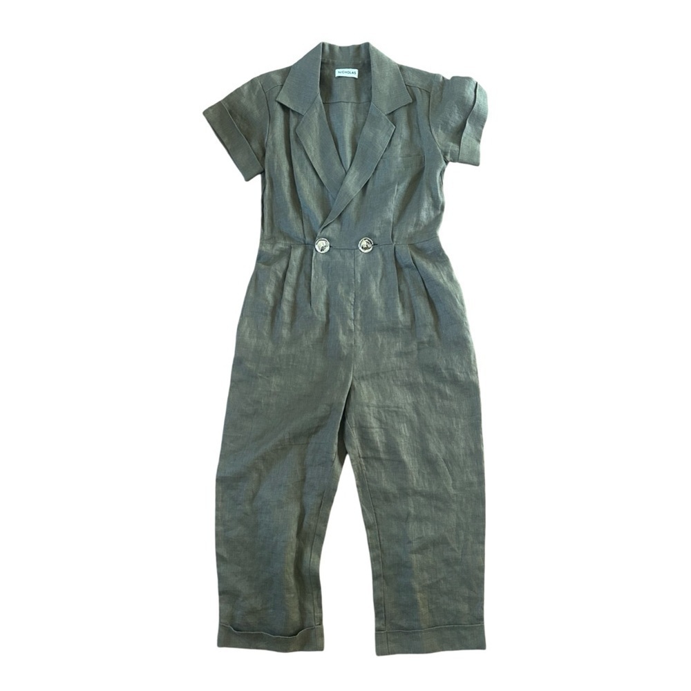 Nicholas “Rumi” Linen jumpsuit in Olive - Picture 4 of 13